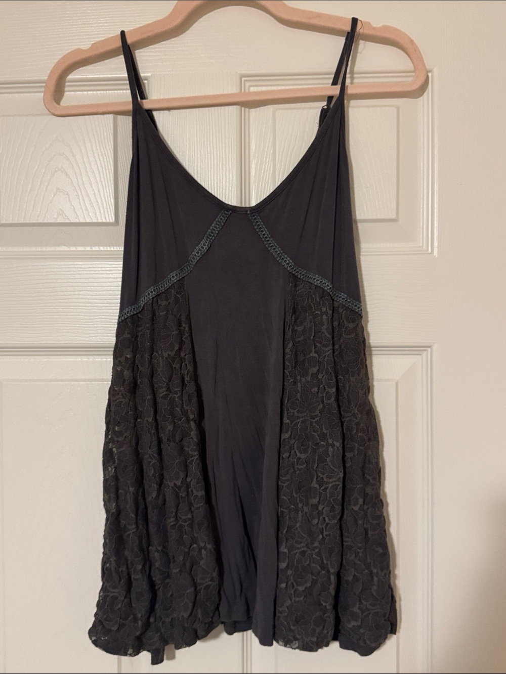 POL Lace-Panel Tank Top
